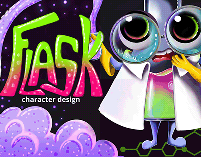 Flask. Brand character design for a chemistry show
