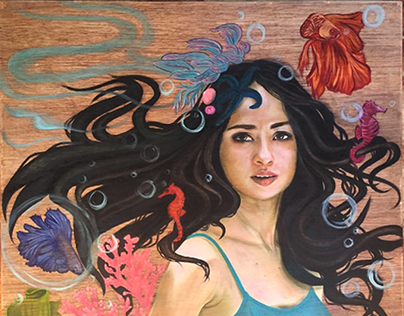 Yasmine, 
Oil on wood, 30 in. x 30 in. 2015