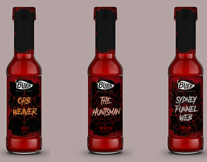 Burn hot sauce packaging