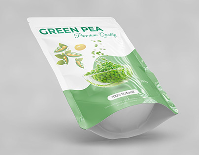 Green pea pouch packaging design template
