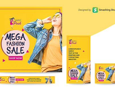 Mega fashion sale web banner set