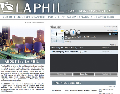 LA PHIL "LA Philharmonic / Hollywood Bowl Myspace"