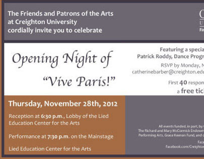 Vive Paris Opening Night Invitation