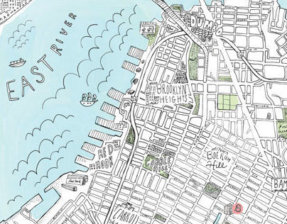 Brooklyn Map + Spot Drawings