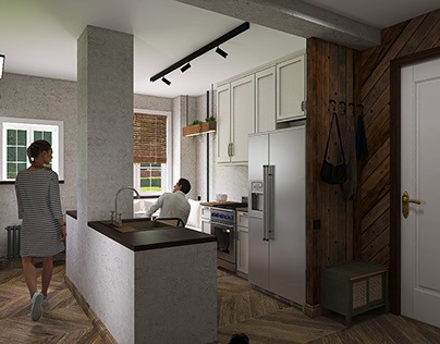 Corridor and kitchen in Provence, layout. Moscow*23