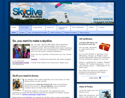 Website - Skydive Milwaukee