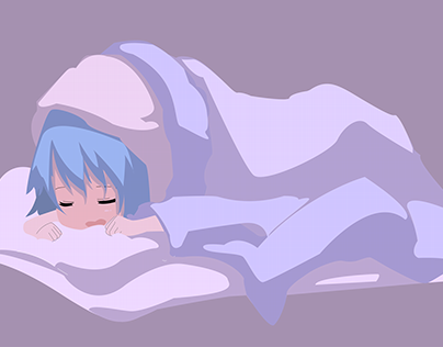 Sleepy Anime Girl Illustration