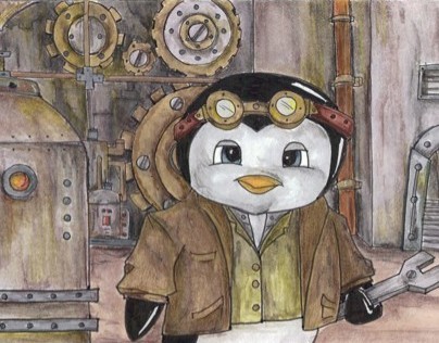 Steampunk Penguin Engineer