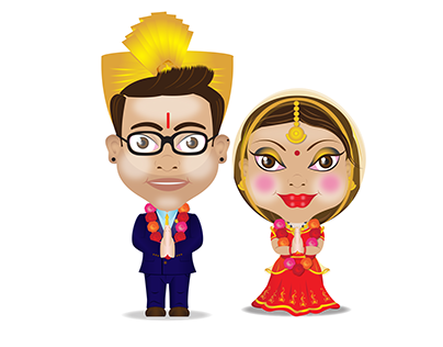 Character Design - Modern Hindu Wedding Card