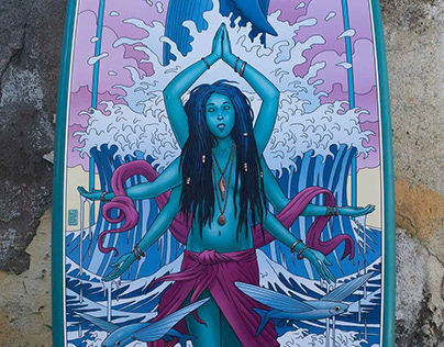 Goddess of the Waves- custom surfboard