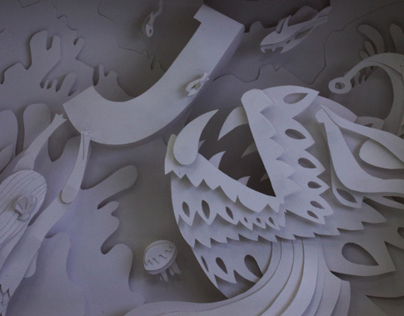 Paper sculpture project. Dimensional illustration