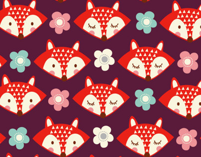 cute foxes and flowers novelty pattern