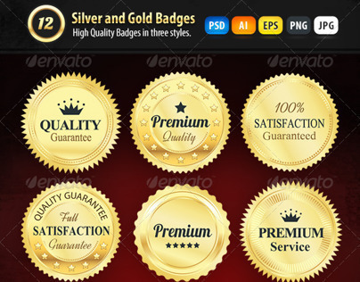 12 Gold And Silver Premium Badges