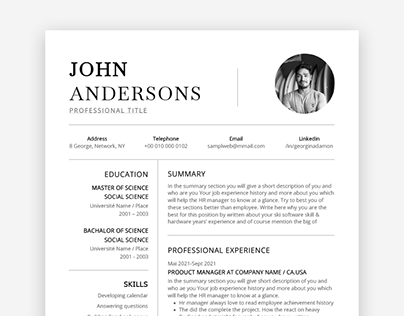 Minimal and professional resume in Microsoft Word