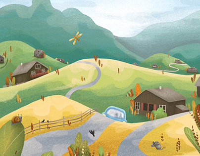 Children book illustration with Mountains