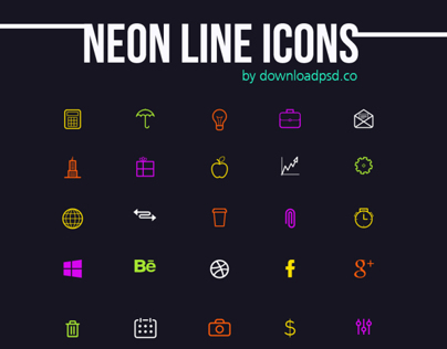 Neon Line Icons PSD