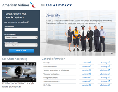New Careers Site - American Airlines / US Airways