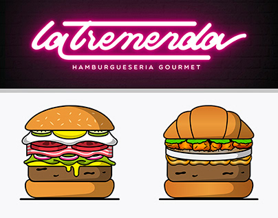 Logo & 14 burgers illustrations.