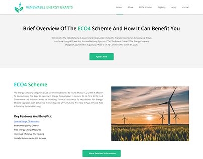 renewable energy grants website Landing page UI