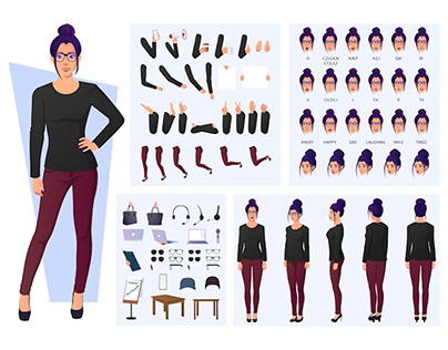 Fashion woman character design Set