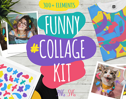 Funny Collage Spots Set For Creating Cute Design