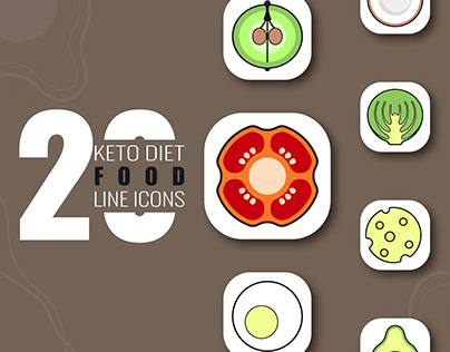 20 linear icons of food for the keto diet