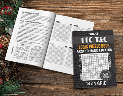 Tic Tac Logic Puzzle Book For Adults 14x14 Grid Vol 13