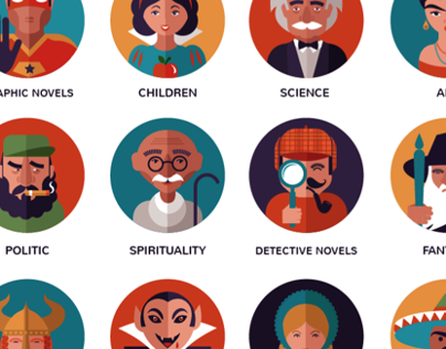 Bookstore subjects - vector icons