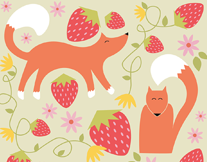 Fox and Strawberries Pattern Set