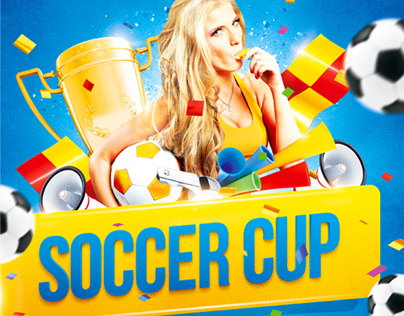 Soccer Cup party poster, PSD Template