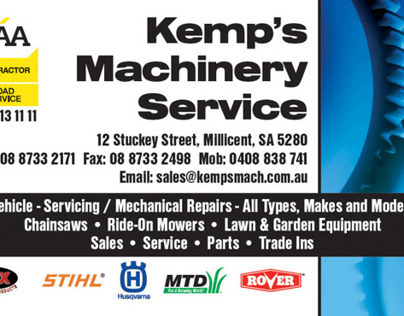 Kemp's Machinery Service Business Card