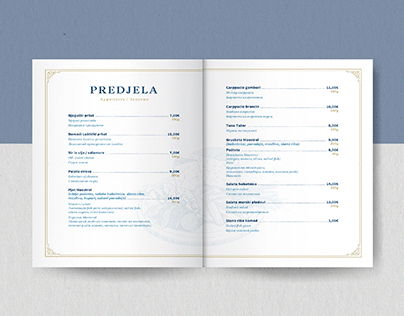 Maestral - restaurant menu and buisness card
