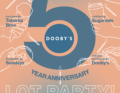 Dooby's 5 Year Lot Party Flyer