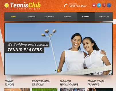Tennis Club Website Design Template
