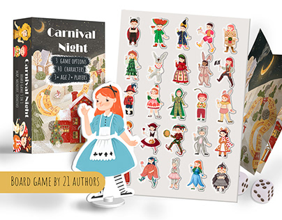 Сarnival night Board game design 22 illustrators collab