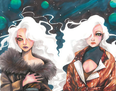 Fashion illustration "The galaxy heart" with TOUCH twin