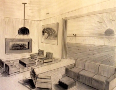 FND 120 Perspective Drawing - Beach hotel lobby