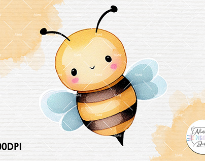 Cute Bee Watercolor Clip Art