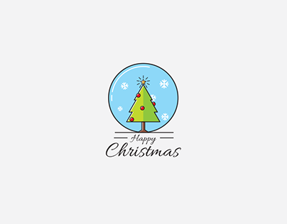 Happy Christmas tree icon illustration