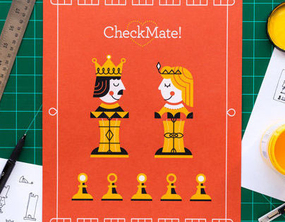 Checkmate Screen Printed Illustration