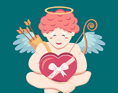 Cute little angel cupid for St. Valentine's Day.