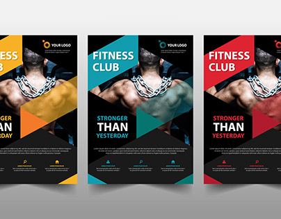 Fitness flyer brochure leaflet template design set