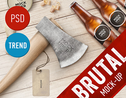 Brutal Wood Branding Mock-Up (PSD)