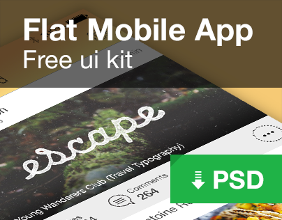 Flat Mobile App - Free UI kit PSD
