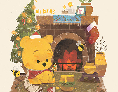 Winnie the Pooh & Friends - Winter Illustration