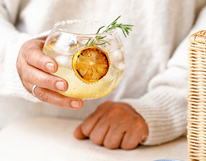 Gin and Tonic with Charred Lemon and Rosemary
