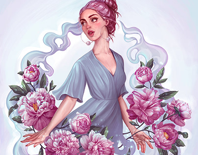 Girl With Peonies