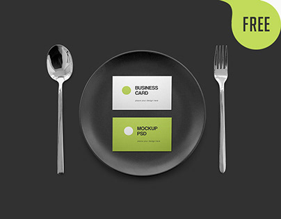 Business Cards on a Ceramic Plate – Free Mockup PSD