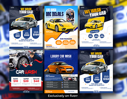 car wash, servicing or auto detailing flyer