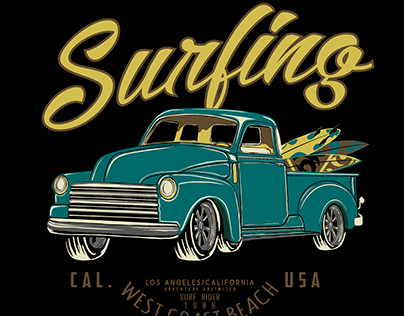 pickup car with surfboards